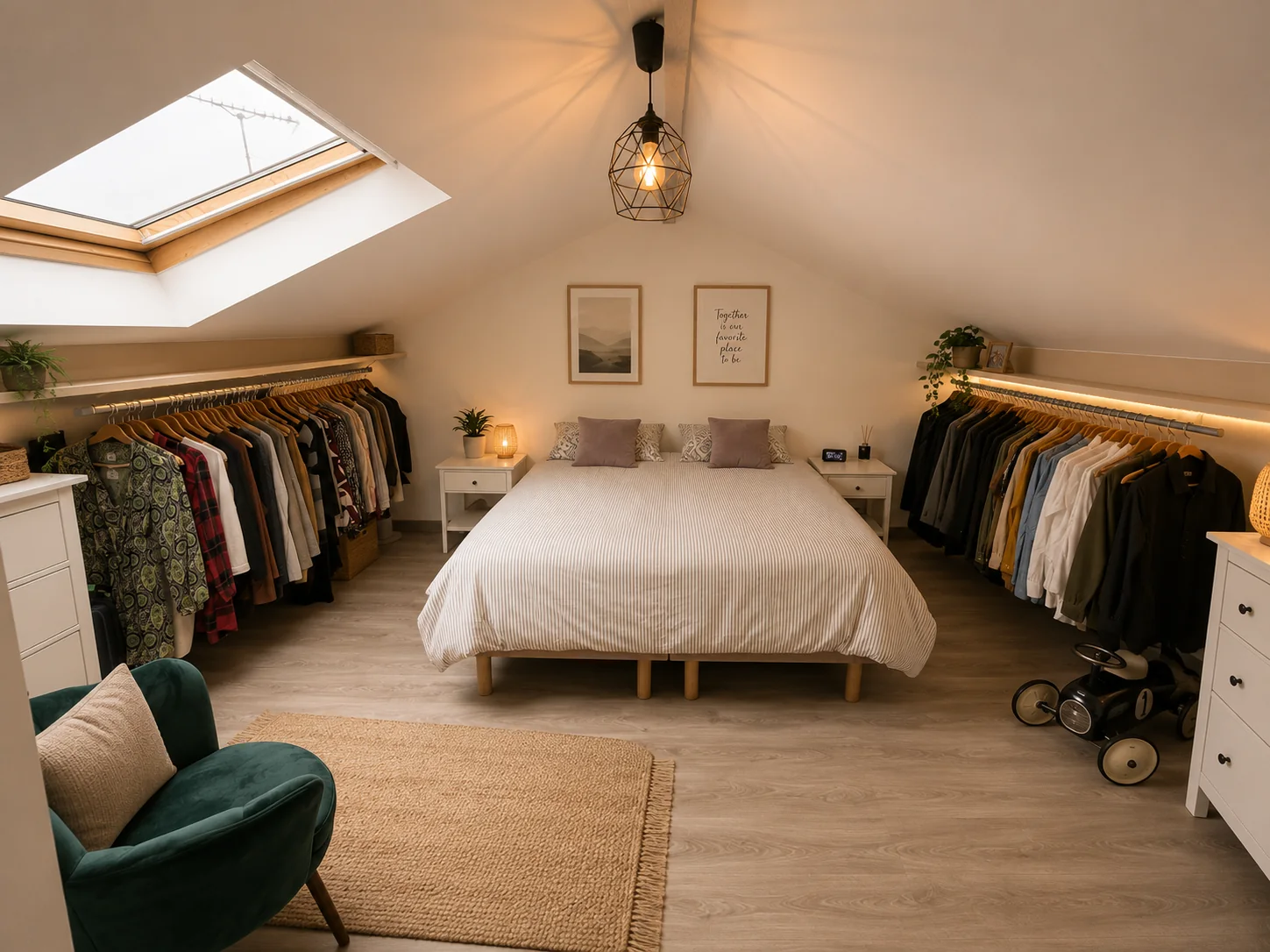 Suite parentale sous les combles avec dressing ouvert